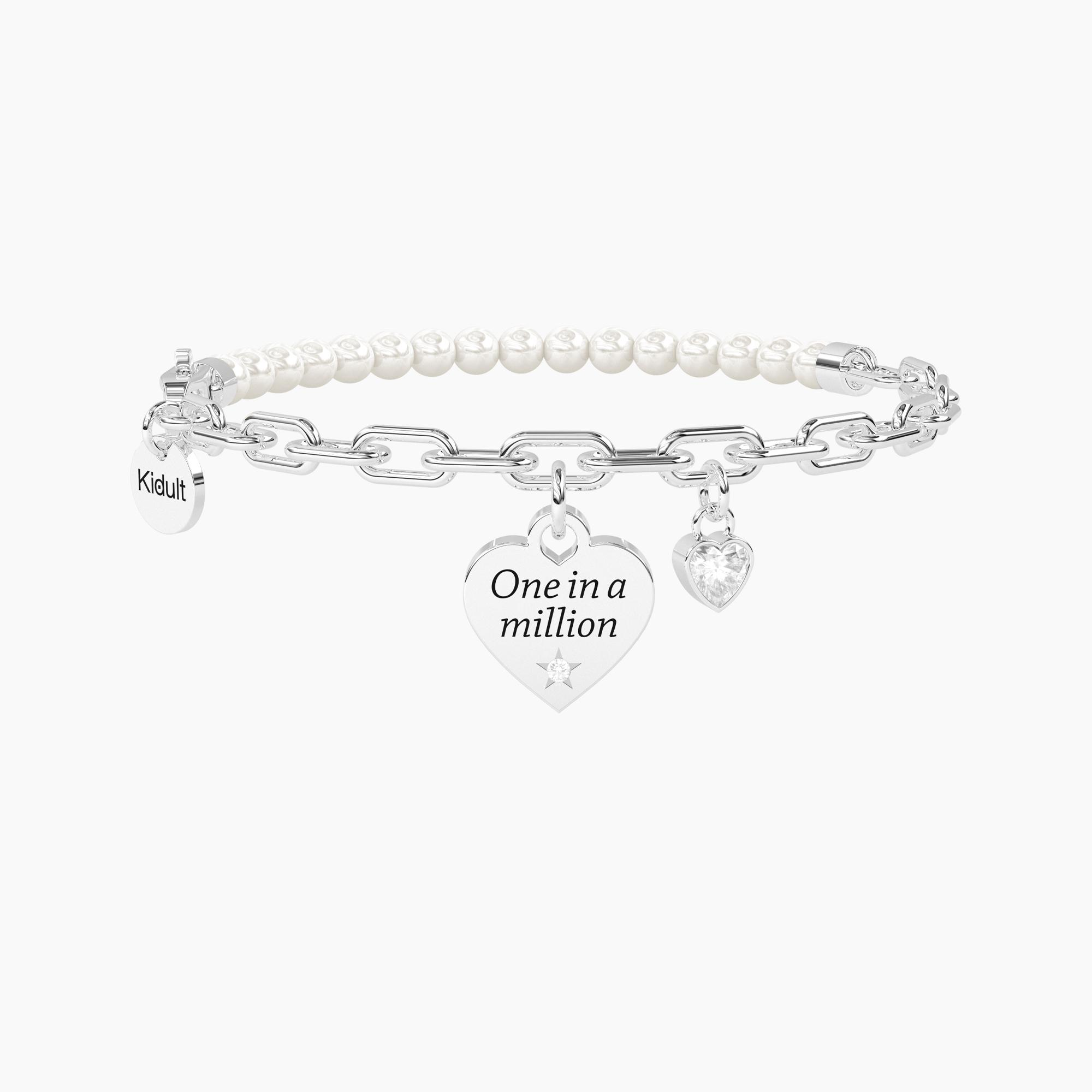 Bracciale Donna Kidult Love Regolabile con Perle E Zircone One in a Million