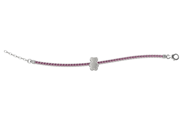 Bracciale Bimbo Nanan Tennis con Orsetto e Zirconi Rosa
