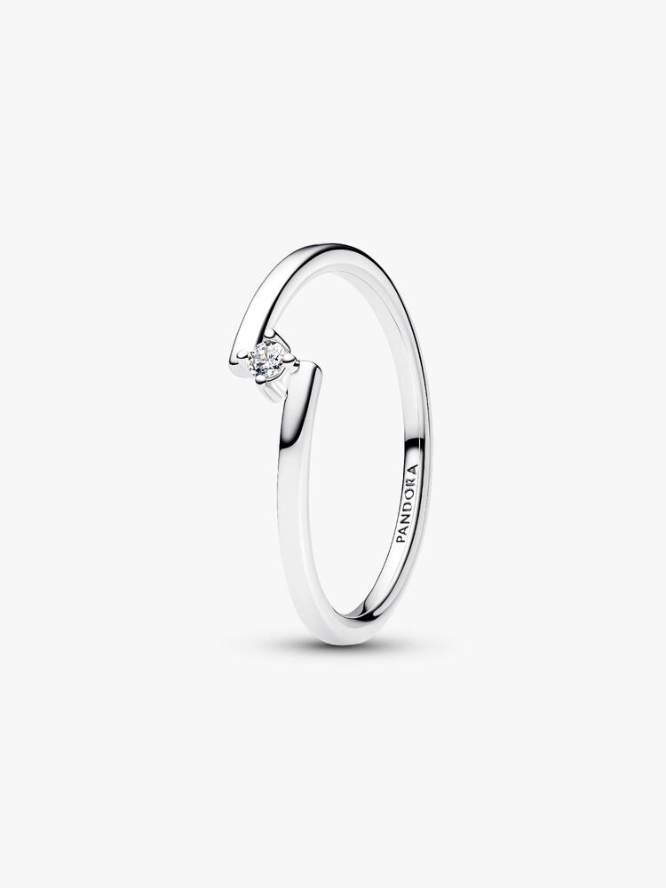 Anello Pandora Solitario Fascia Asimmetrica in Argento Sterling 925 Misura 50