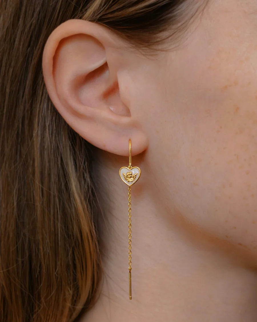 Orecchino Destro Donna Amabile Pendol Angioletto Dorato 