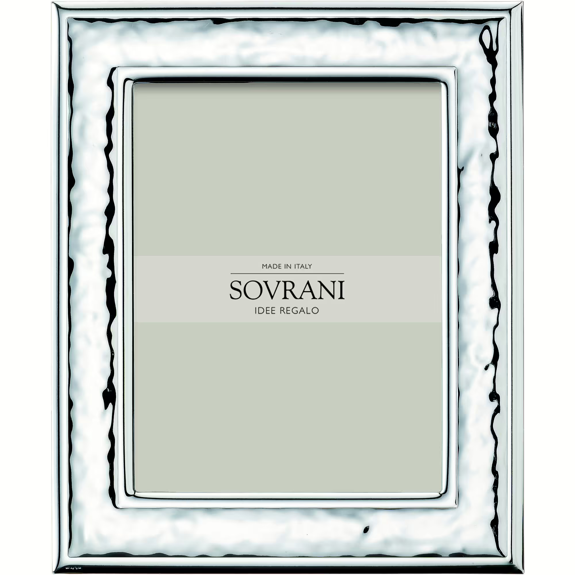Cornice Sovrani in Argento con Retro in Legno Bianco 9x13 cm