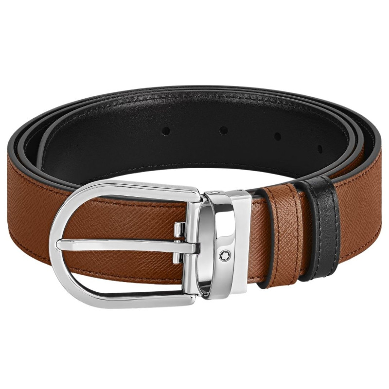 Cintura Reversibile Montblanc Horseshoe 35 mm in Pelle Sartorial
