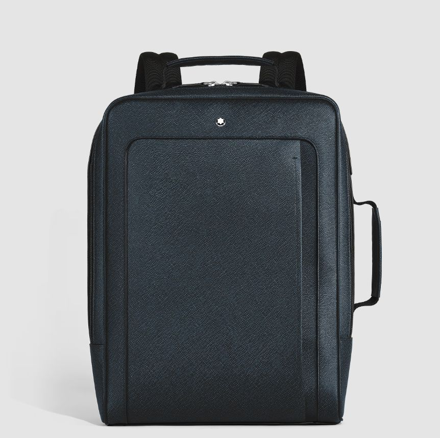 Zaino Rettangolare Montblanc Companion in Pelle Sartorial Goffrata Blu/Nero