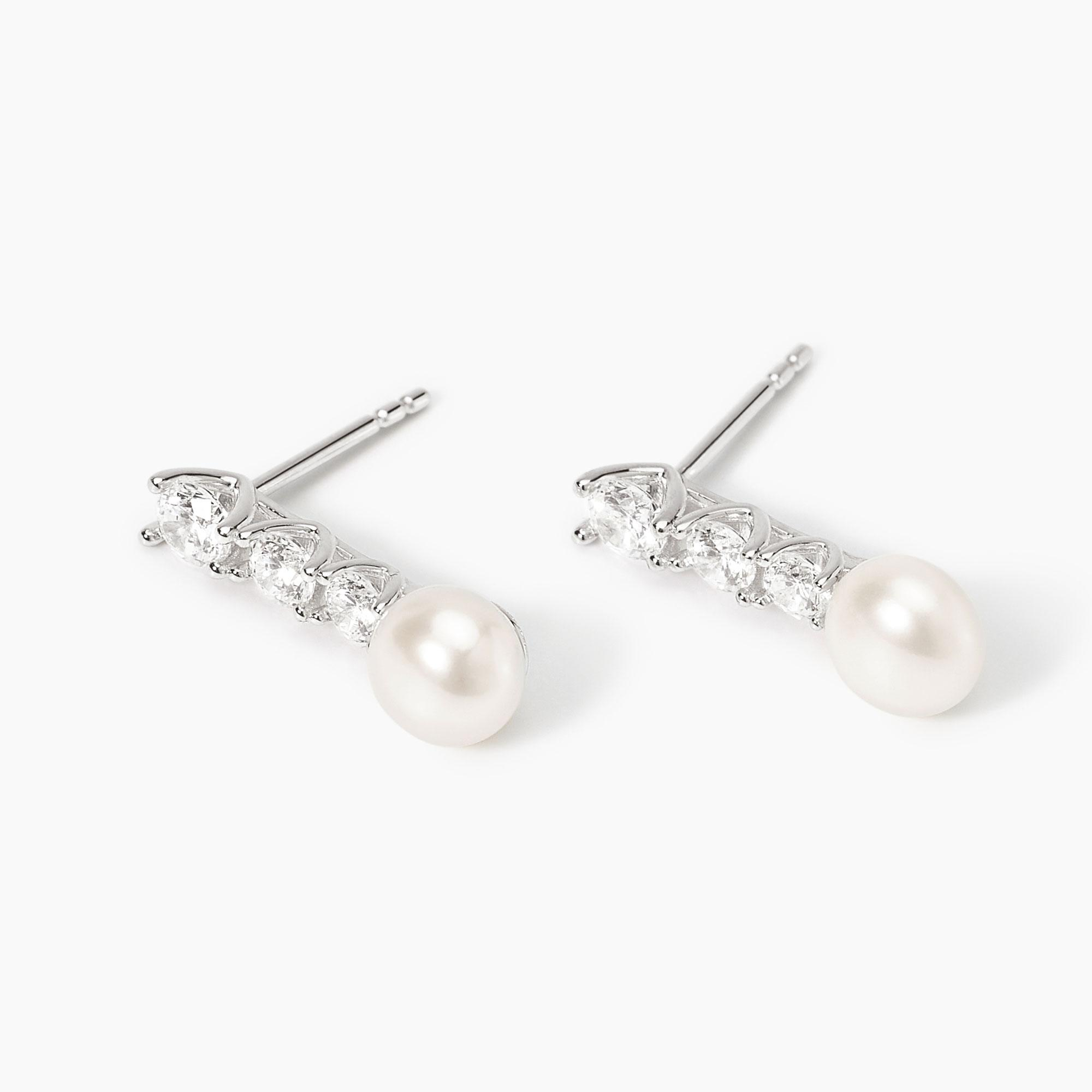 Orecchini Donna Mabina Juliette con Zirconi e Perle Coltivate