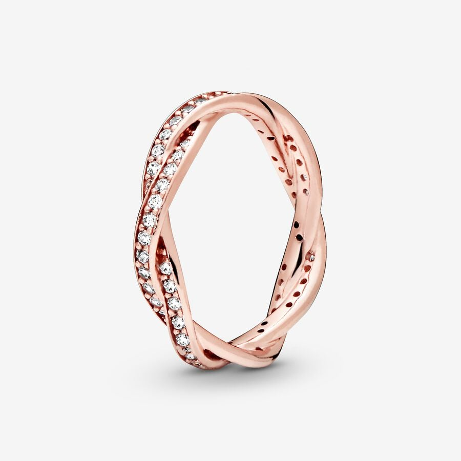 Anello Pandora Intreccio del Destino Placcatura Oro Rosa 14k