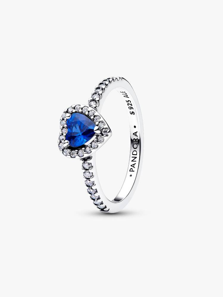 Anello Pandora Cuore in Rilievo Blu Intenso Misura 52