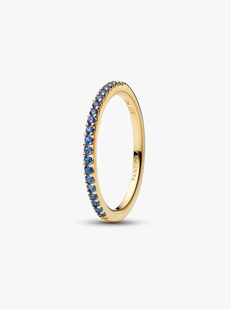 Anello Pandora Pavè Fascia Sottile Blu