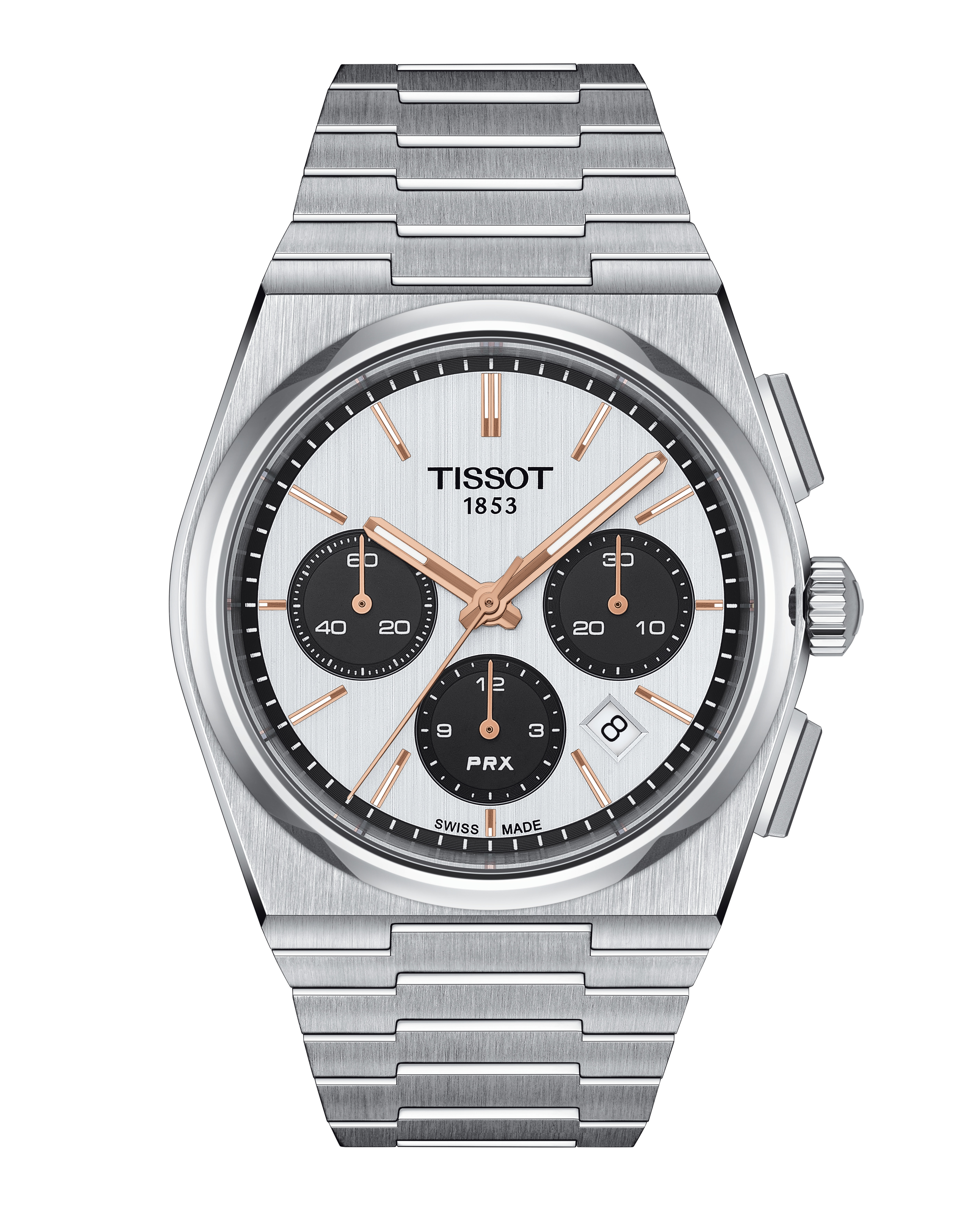 Orologio uOMO Tissot Prx Automatic Chronograph con Quadrante Bianco 42 mm