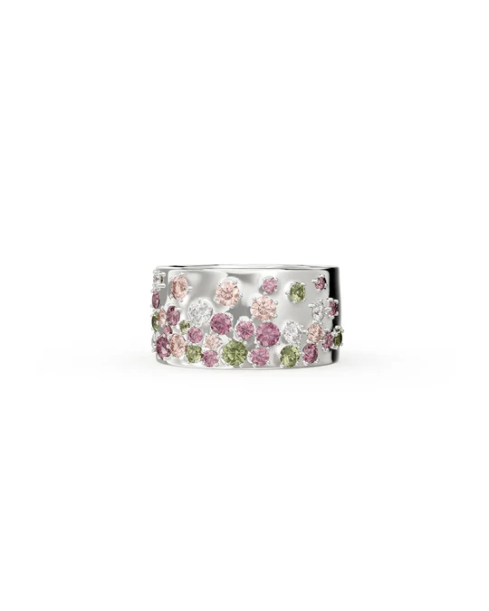 Anello Donna Amabile Horizon a Fascia con Piccole Pietre Colorate 