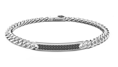 Bracciale Uomo Zancan in Argento con Targa di Spinelli Neri 