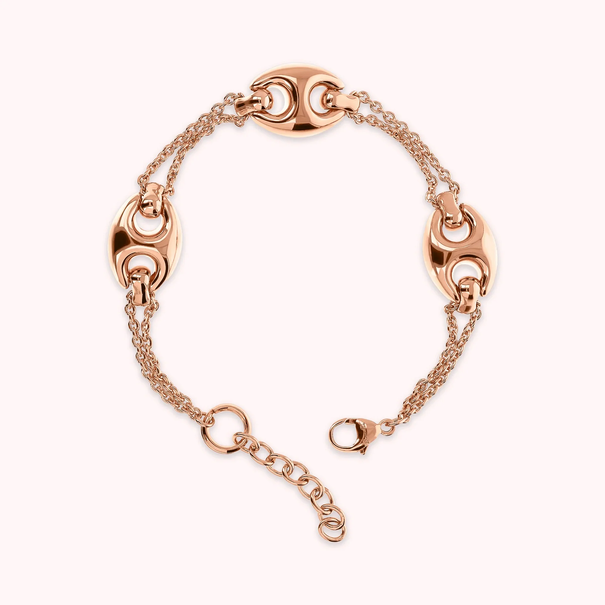 Bracciale Donna Bronzallure Doppia Catena Rolò con Maglie Marine Lucide