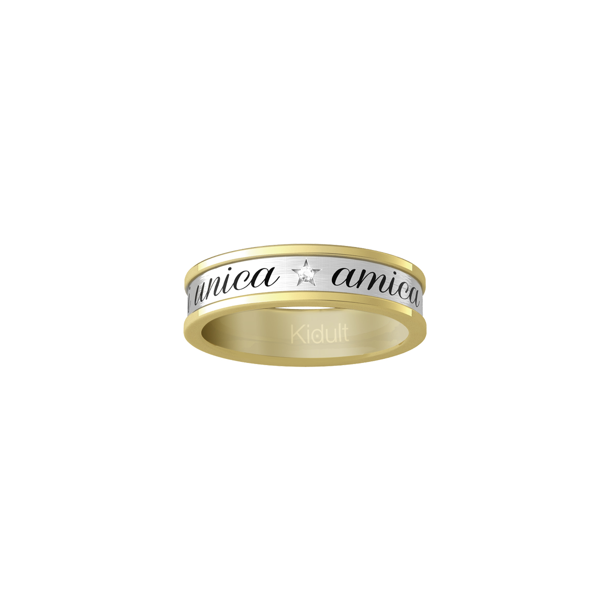 Anello Donna Kidult Friendship Amica Sei Unica con Bordo Dorato