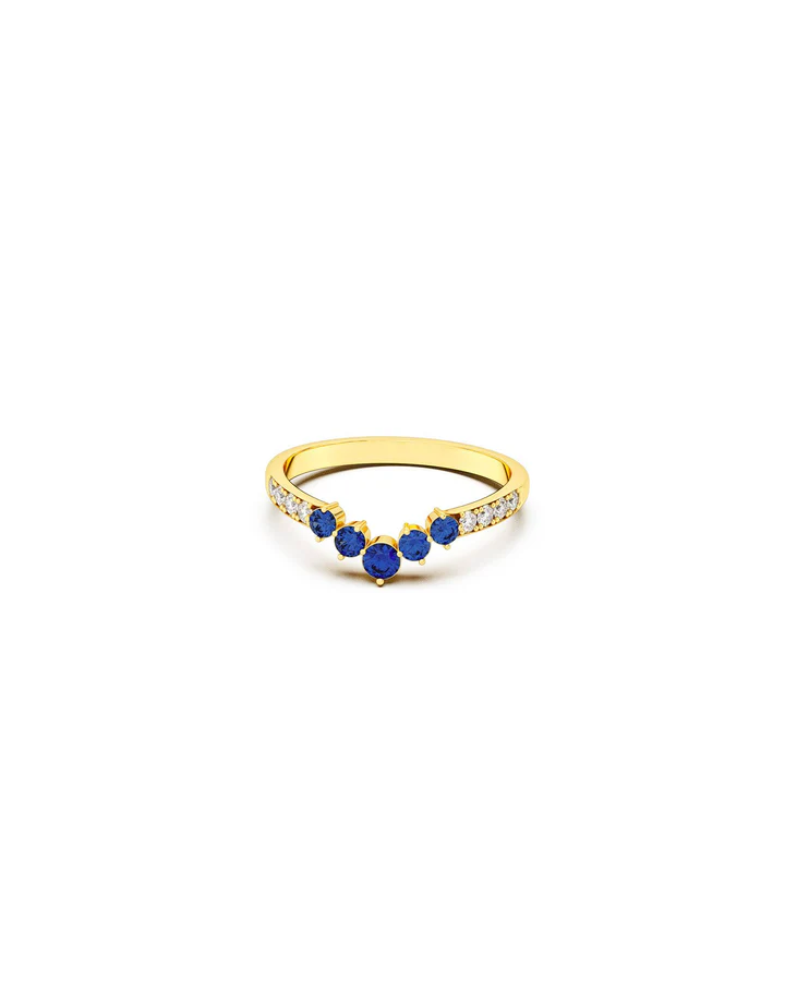 Anello Donna Amabile Chevron Midnight Dorato con Pietre Blu  Misura L