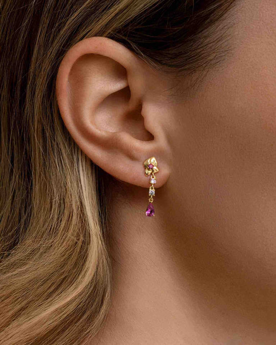Orecchino Donna Amabile Rosie con Bocciolo di Rosa e Zirconi Rosa 