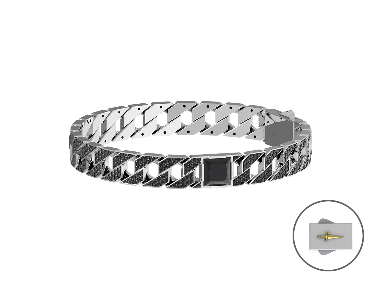 Bracciale Uomo Pavè Spinelli Neri Onice