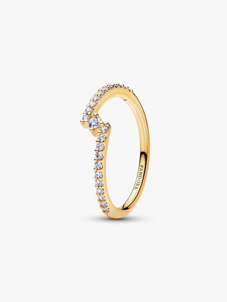 Anello Pandora Pavè Fascia Asimmetrica Placcatura Oro 14k