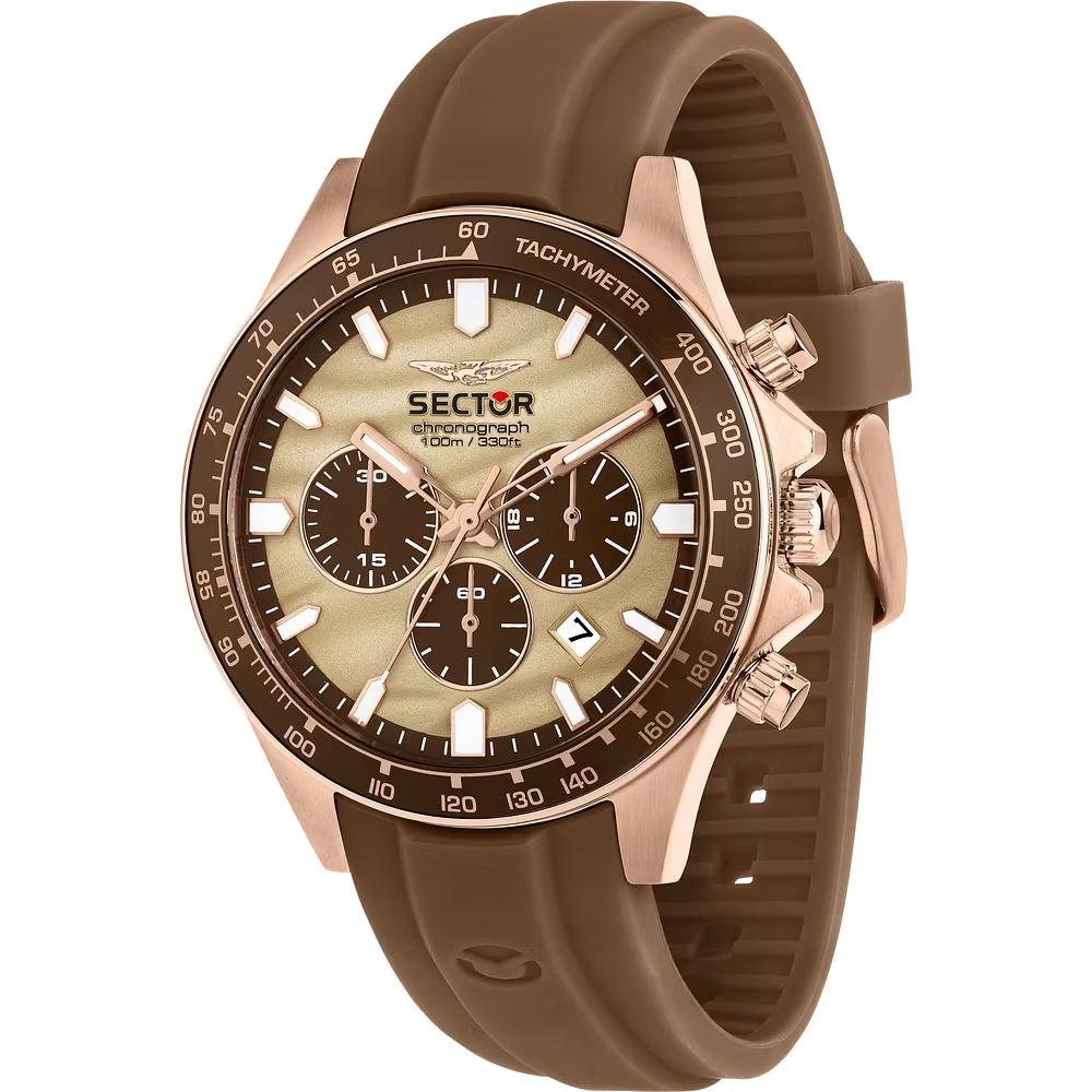 Orologio Uomo Sector 230 Cronografo al Quarzo con Quadrante Marrone 43 mm Cinturino in Plastica Marrone