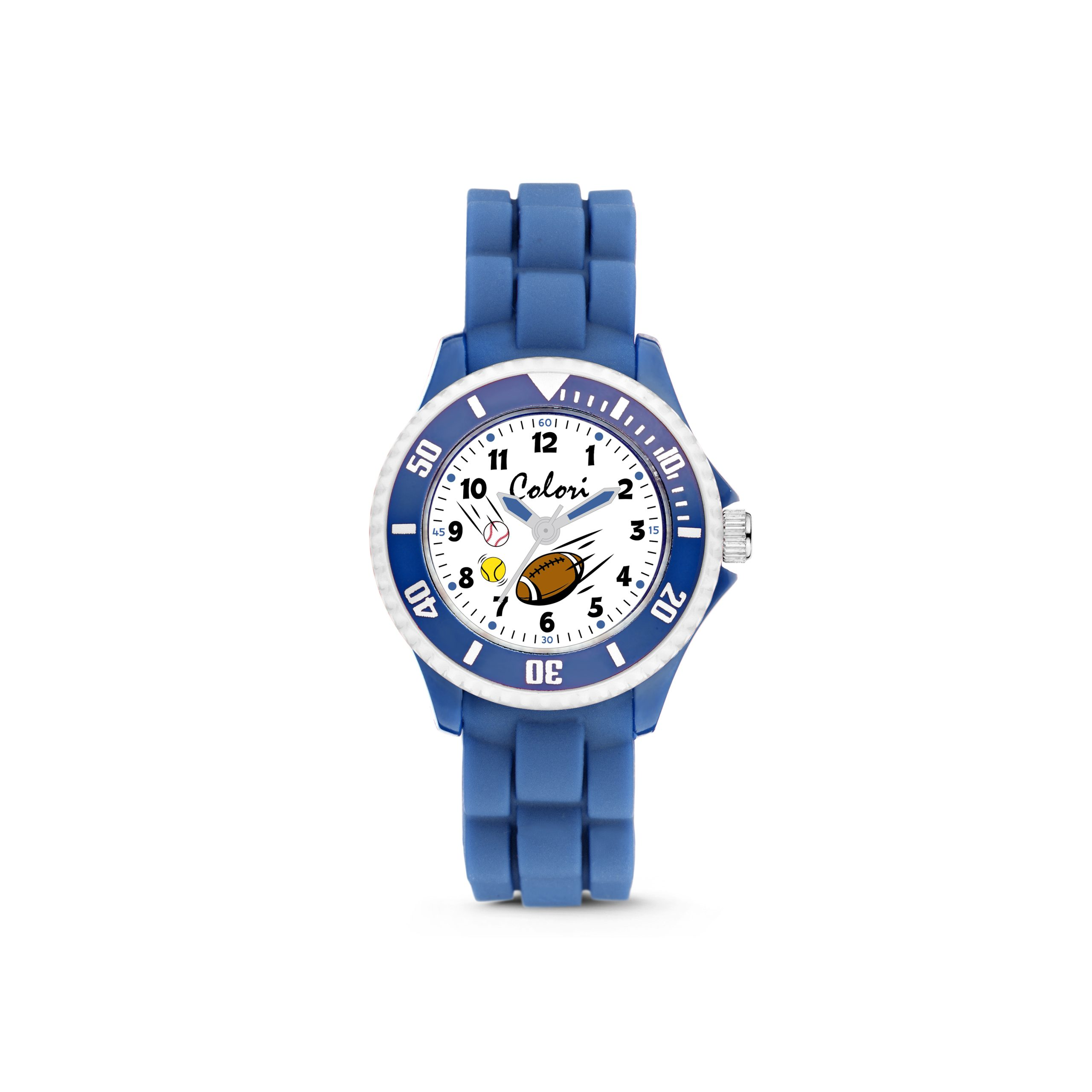 Orologio Bambino Colori Kidswatch con Football Americano al Quarzo con Quadrante Bianco 30mm Cinturino Blu