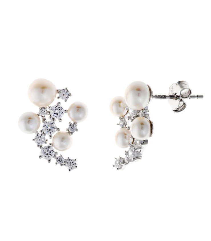 Orecchini Donna Salvatore Plata Lobo con Perle e Zirconi in Argento