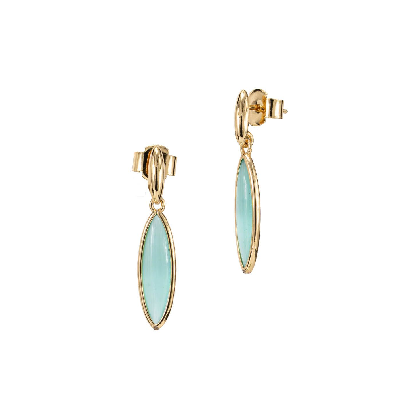 Orecchini Donna Boccadamo Placcati Oro Giallo con Cristalli Verde Chiaro