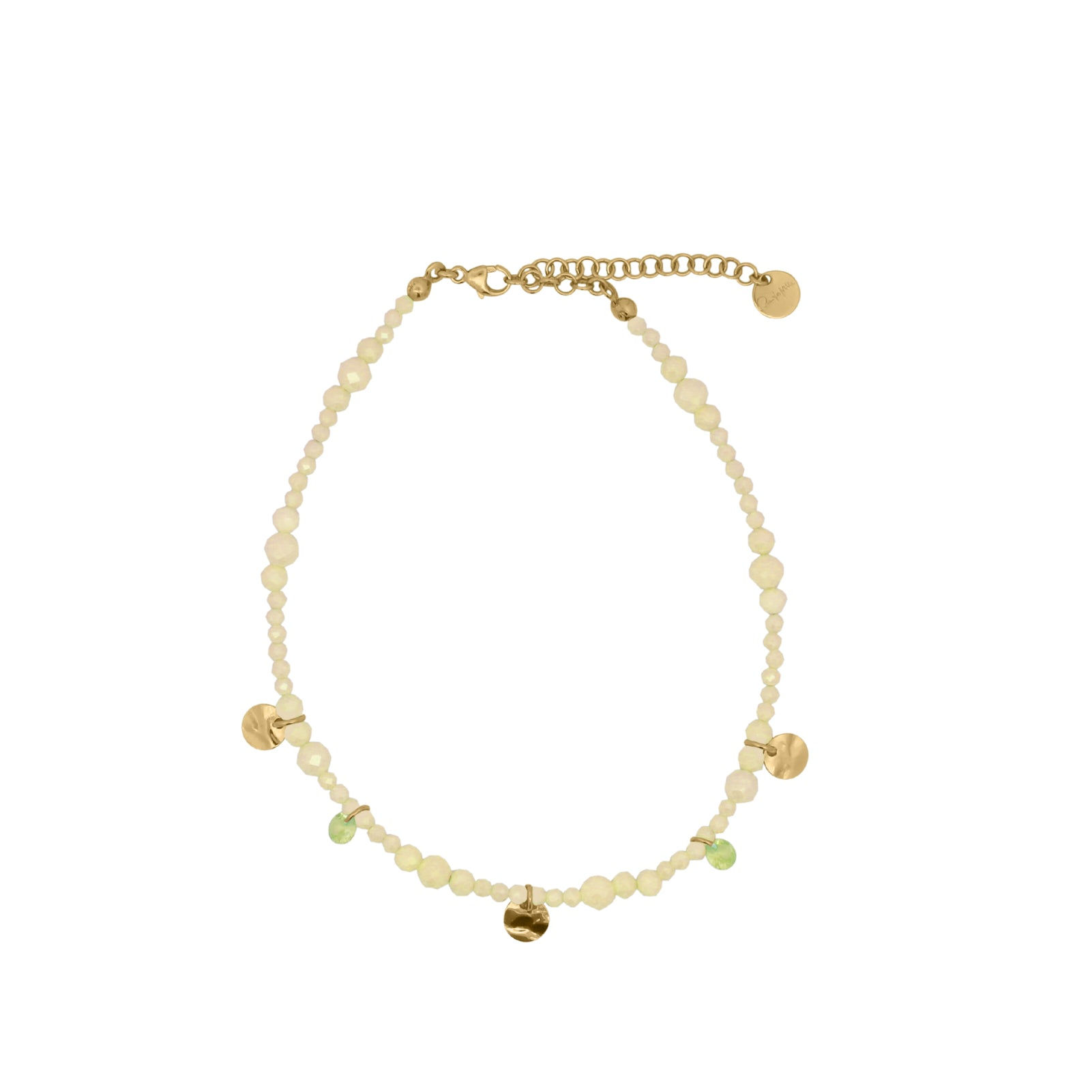 Cavigliera Rue Des Mille Donna  Zirconi Verdi e Medagliette in Argento 925
