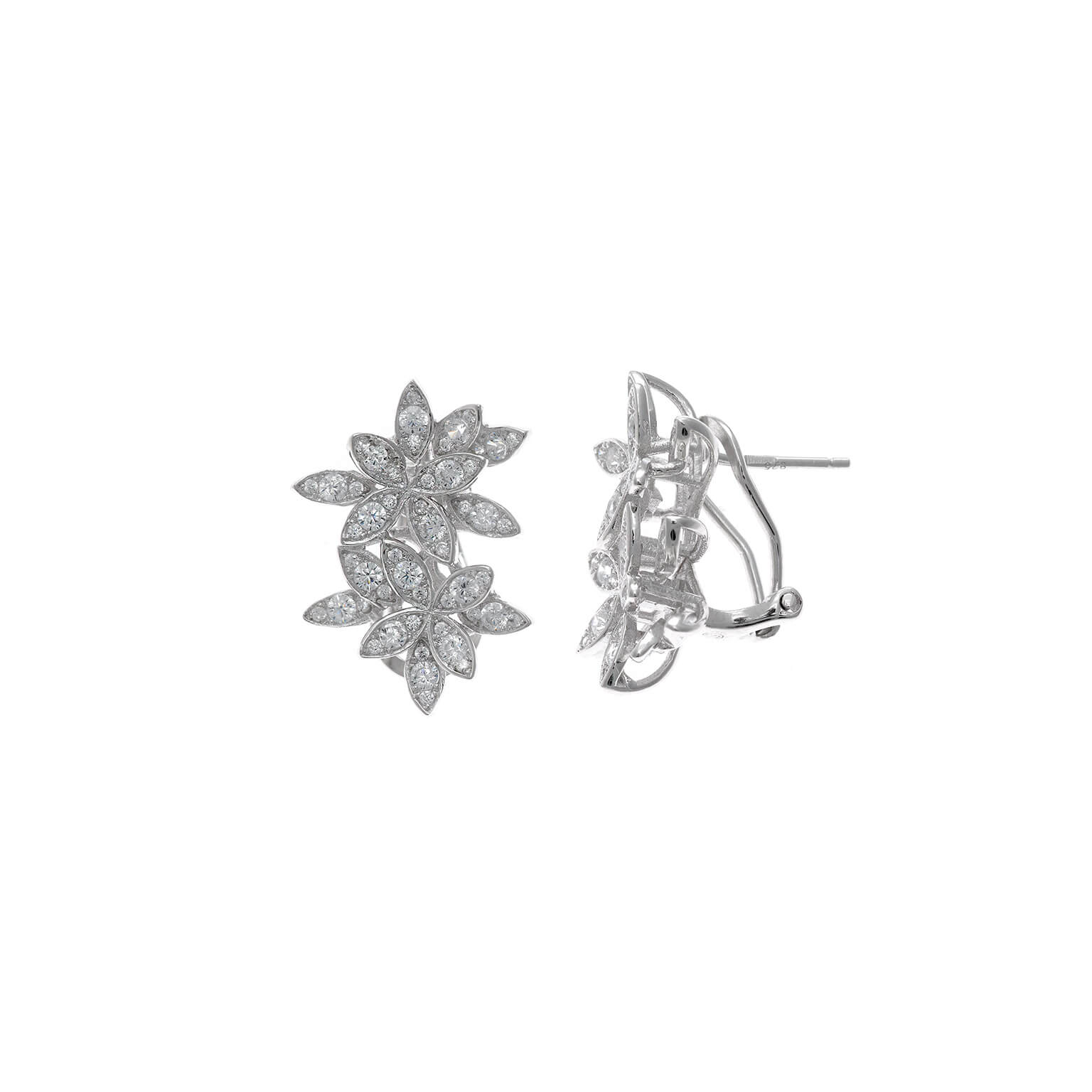 Orecchini Donna Salvatore Plata Fiore in Argento e Zirconi Bianchi 