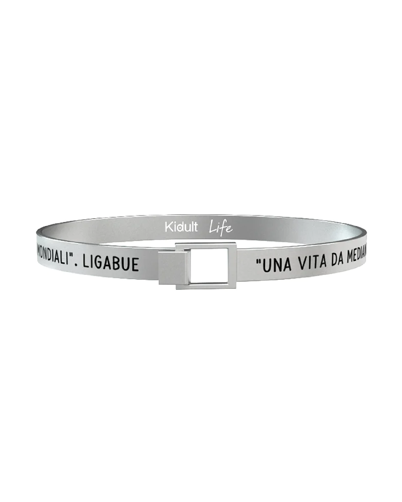 KIDULT Bracciale Uomo Acciaio 316L – Una Vita Da Mediano – Collezione Ufficiale Ligabue – Large 6,9x5,5 Cm