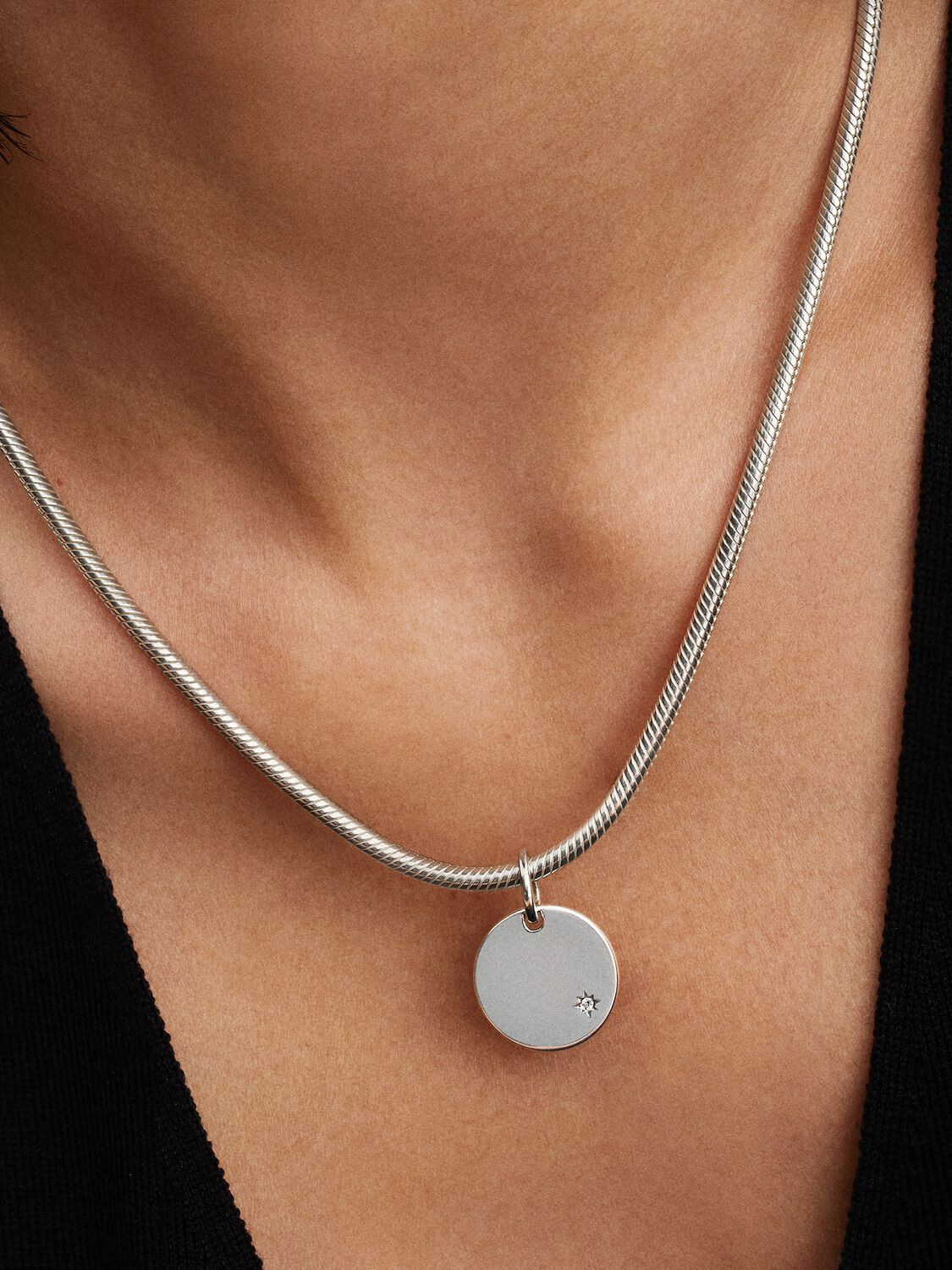 Charm Pendente Pandora Medaglia con Diamante Creato in Laboratorio da Incidere