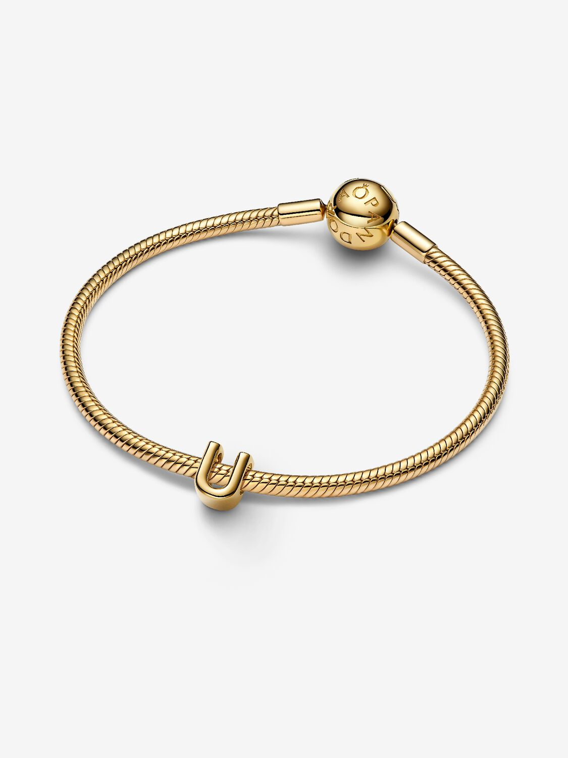 Charm Pandora Mini Lettera U Placcatura in Oro 14k