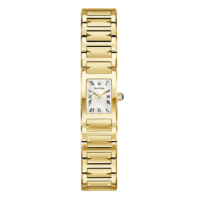 Orologio Donna Bulova Harmony al Quarzo con Quadrante Bianco 14 mm Cinturino Placcato Oro