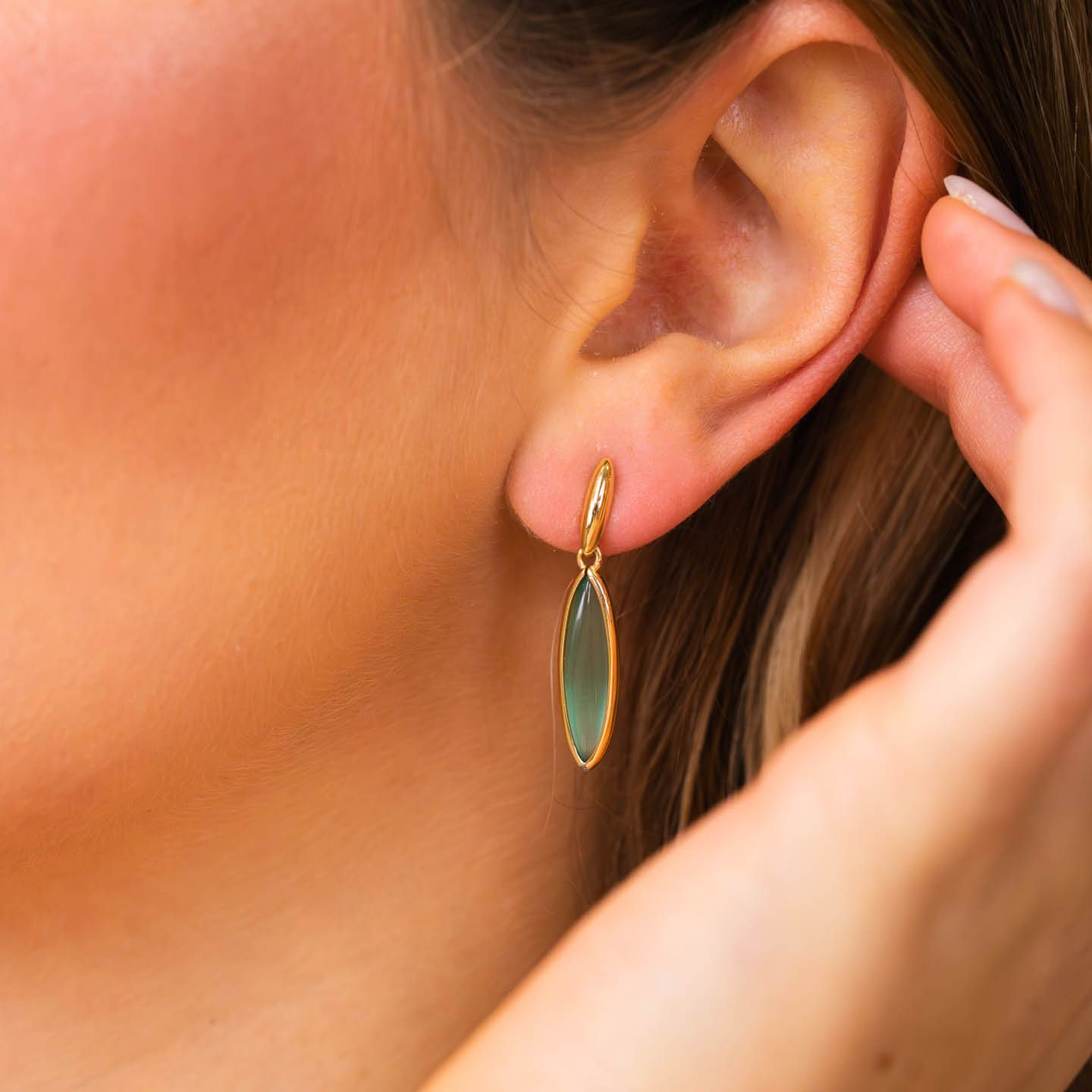 Orecchini Donna Boccadamo Placcati Oro Giallo con Cristalli Verde Chiaro