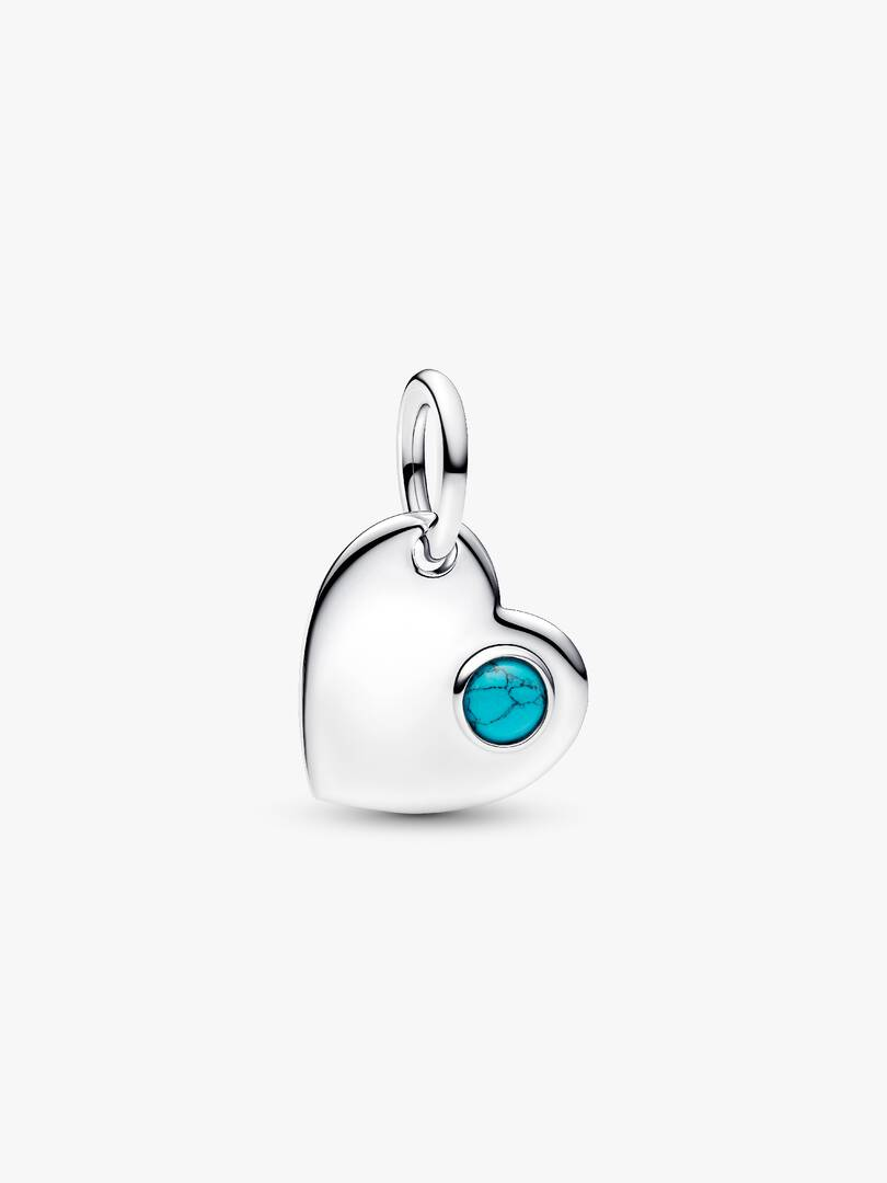 Charm Pendente Pandora Cuore con Pietra Turchese Dicembre 