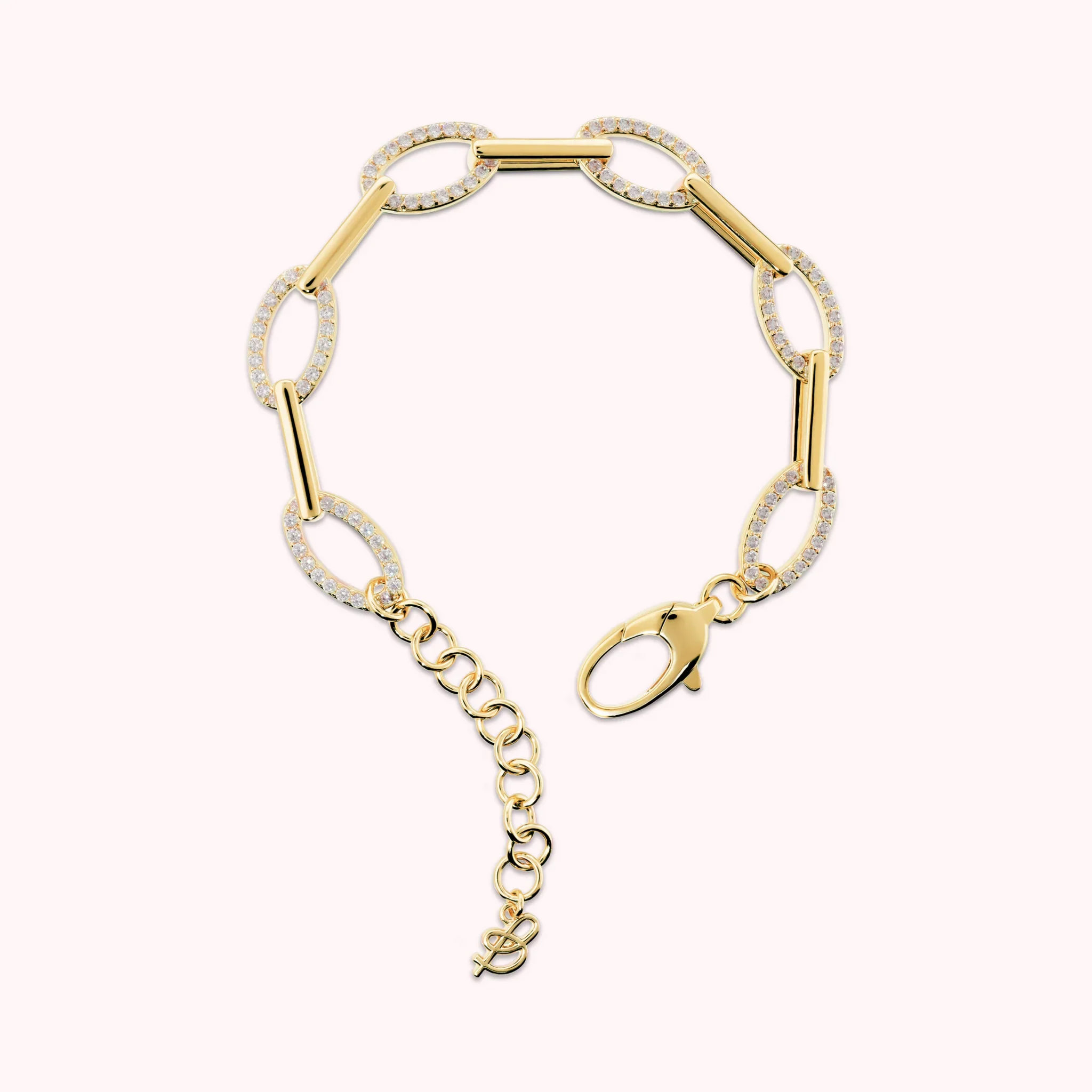 Bracciale Donna Bronzallure Maglie Alternate con Pavé di Cubic Zirconia