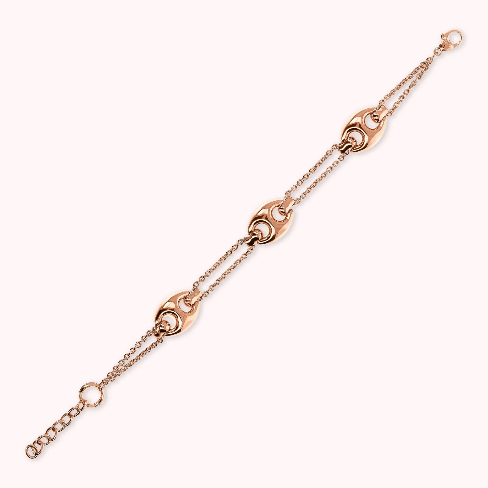 Bracciale Donna Bronzallure Doppia Catena Rolò con Maglie Marine Lucide