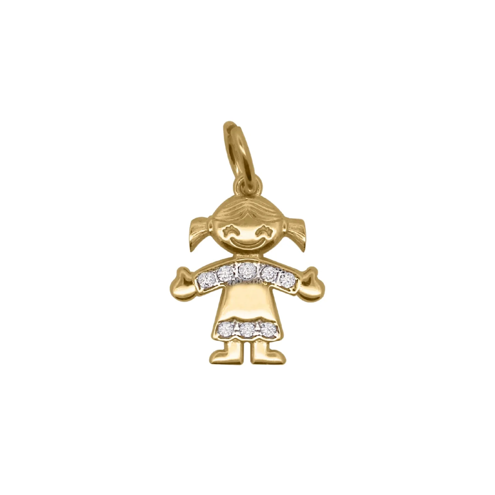 Charm Donna Rue Des Mille Bimba in Argento Dorato con Zirconi