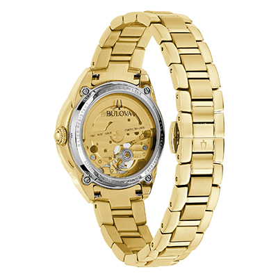 Orologio Donna Bulova Sutton Lady Automatico con Quadrante Bianco 34 mm Citurino Placcato Oro