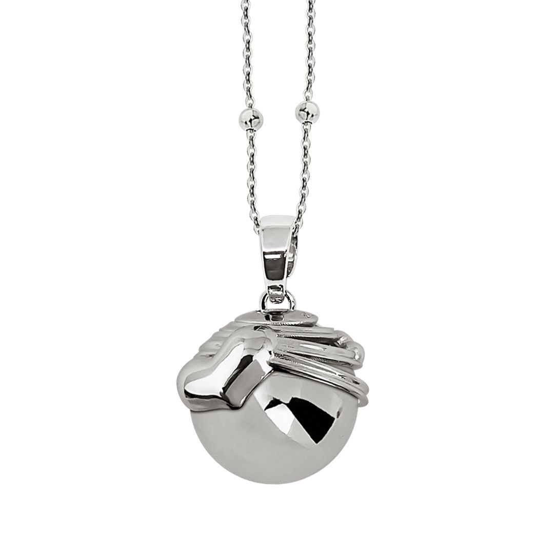 Collana rodiata Boccadamo con ciondolo sonoro e coppetta con cuore - TR/GR26