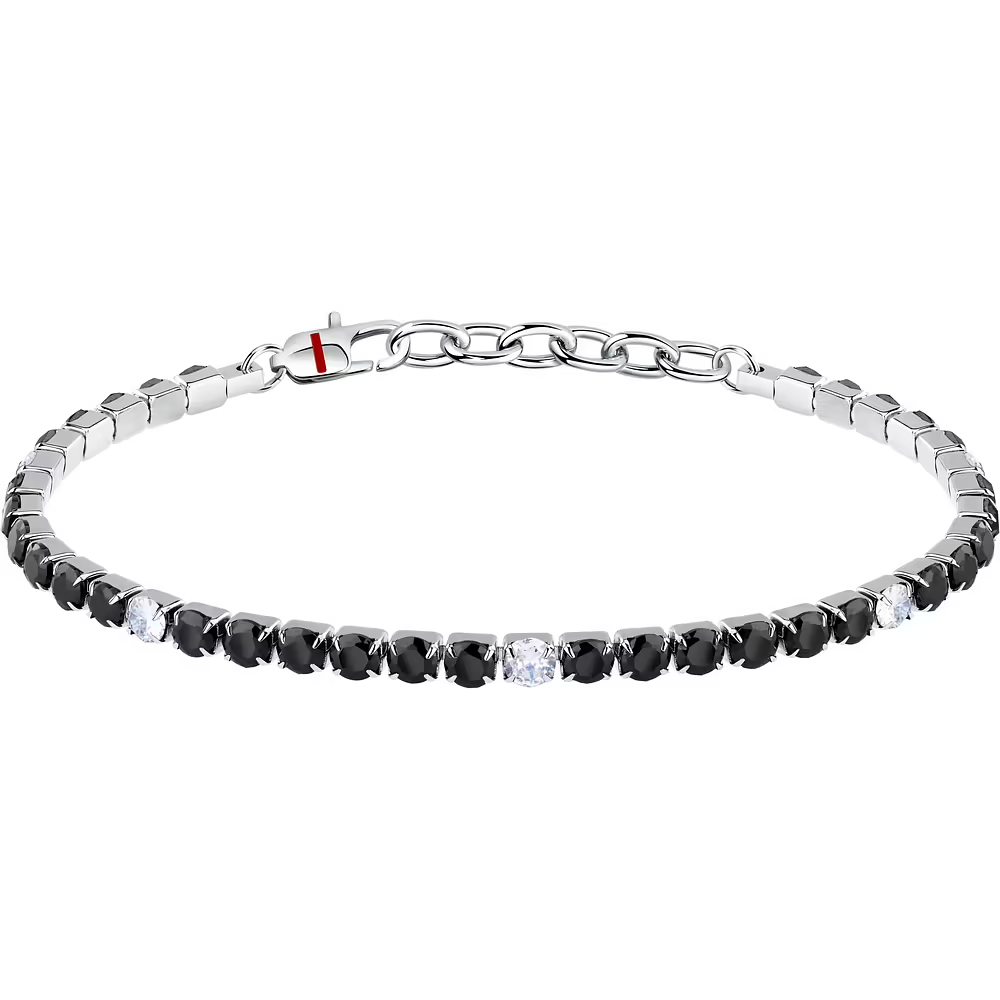 Bracciale Uomo Sector Tennis Zirconi Neri e Bianchi 