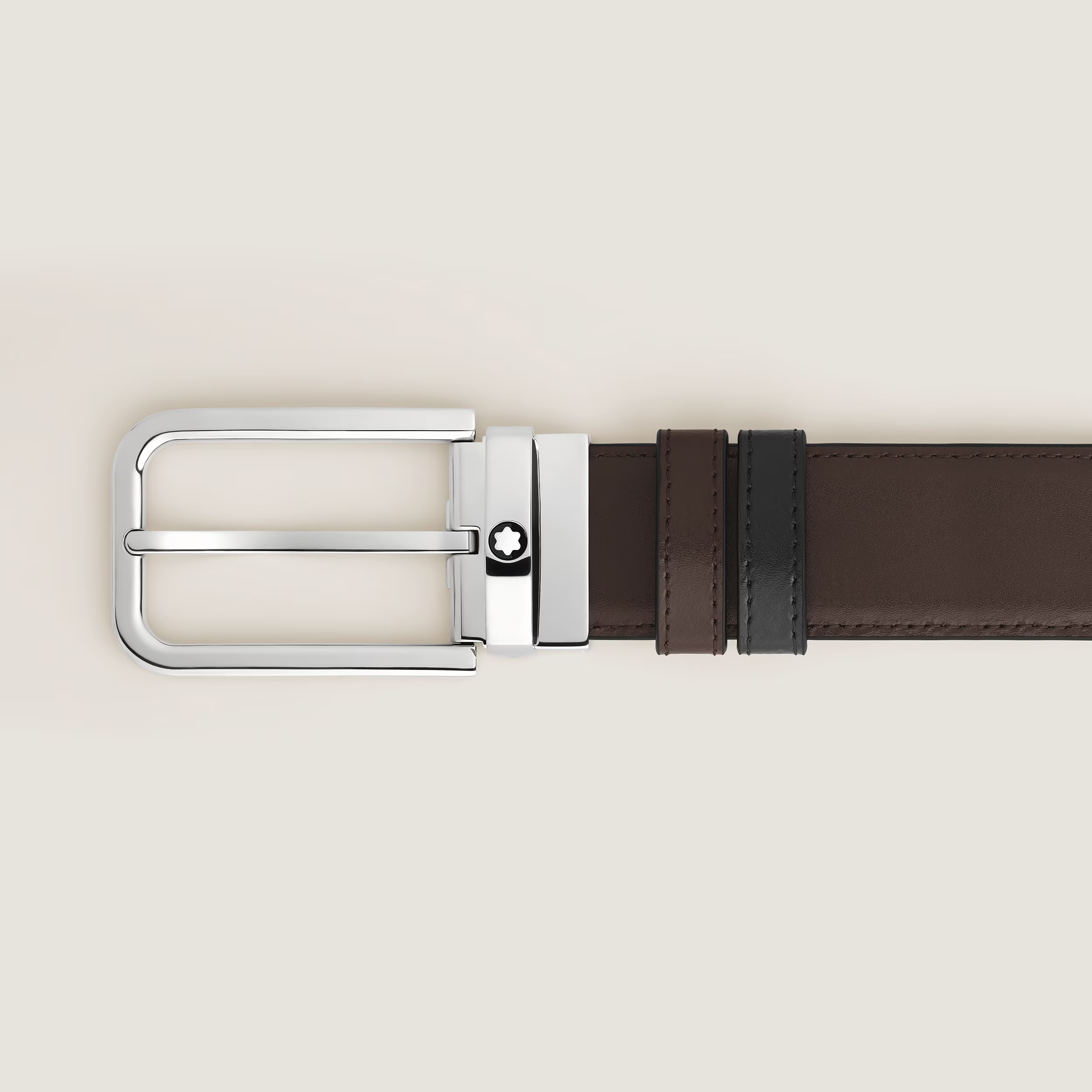 Cintura Reversibile Montblanc 35 mm in Pelle Meisterstück Nera/Ebano con Fibbia Rettangolare