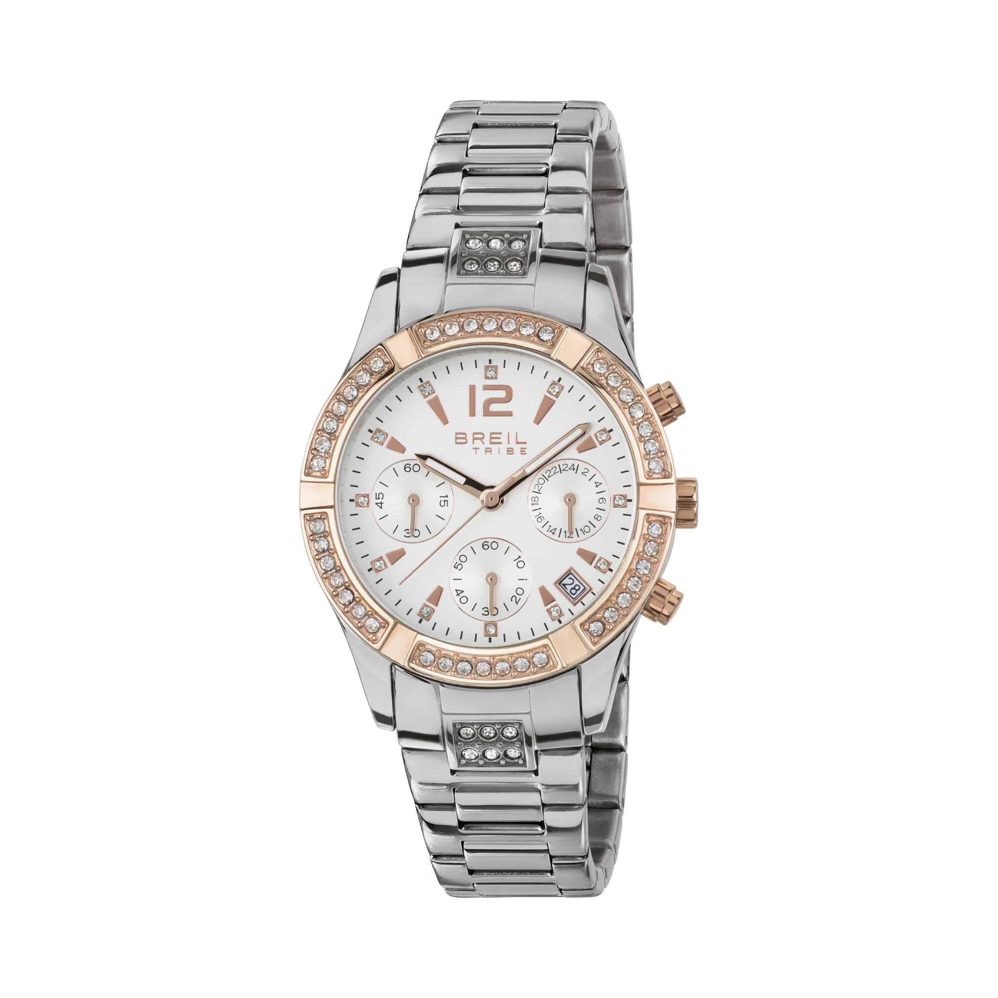 Orologio Donna Breil C'est Chic Cronografo al Quarzo con Quadrante Bianco 36 mm Lunetta Rosa