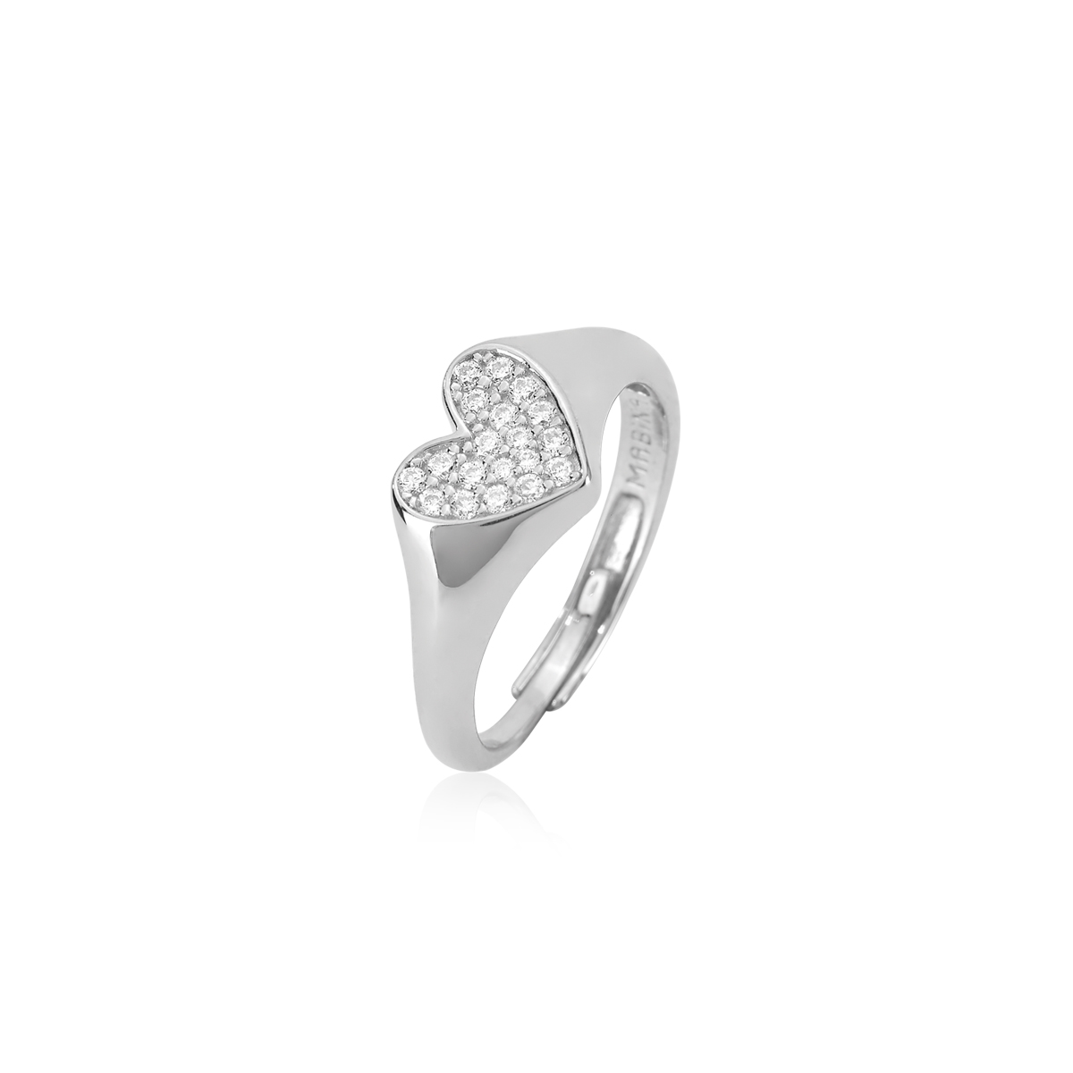 Anello Donna Mabina Chevalier Regolabile Cuore e Pavé di Zirconi
