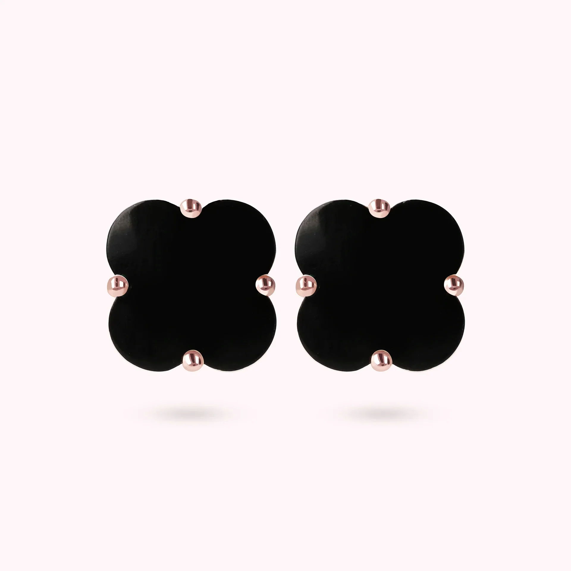 Orecchini a Lobo Donna Bronzallure con Quadrifoglio in Onice Nera 