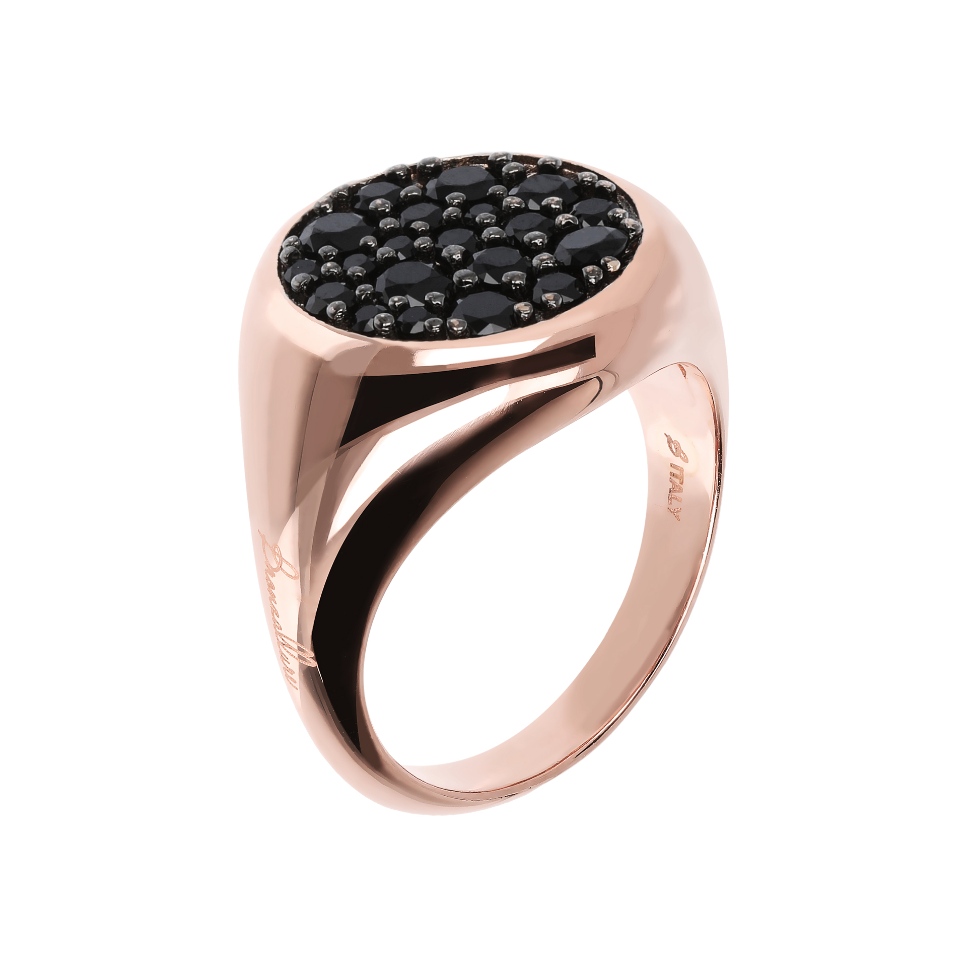 Anello Donna Bronzallure Chevalier Piccolo con Pavè Tondo in Spinello Nero o Cubic Zirconia