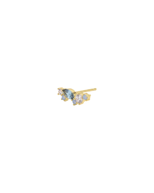 Orecchino Sinistro Dorato Donna Amabile Aquamarine