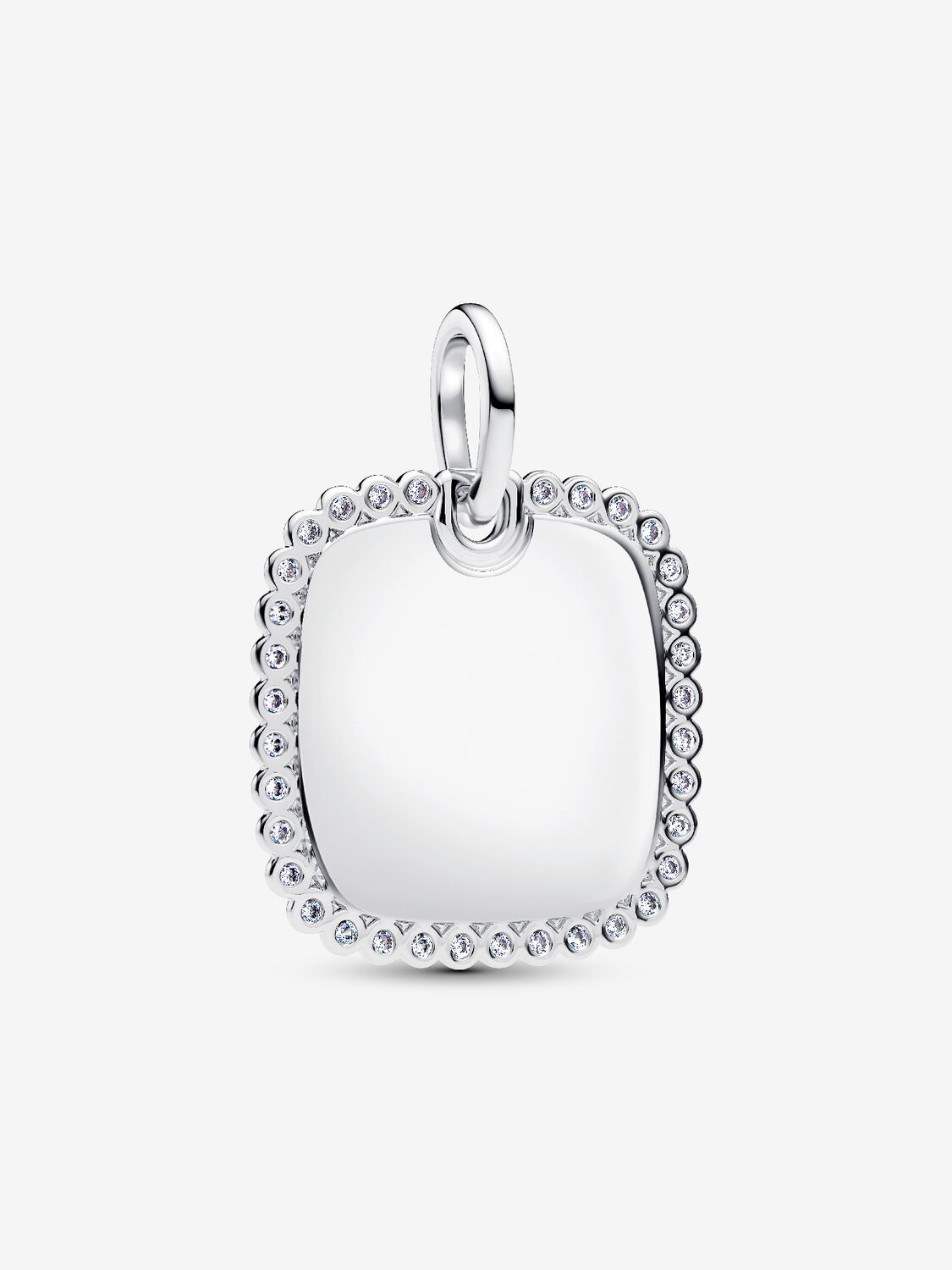 Charm Pendente Pandora Medaglia Quadrata Luminosa da Incidere in Argento Sterling 925