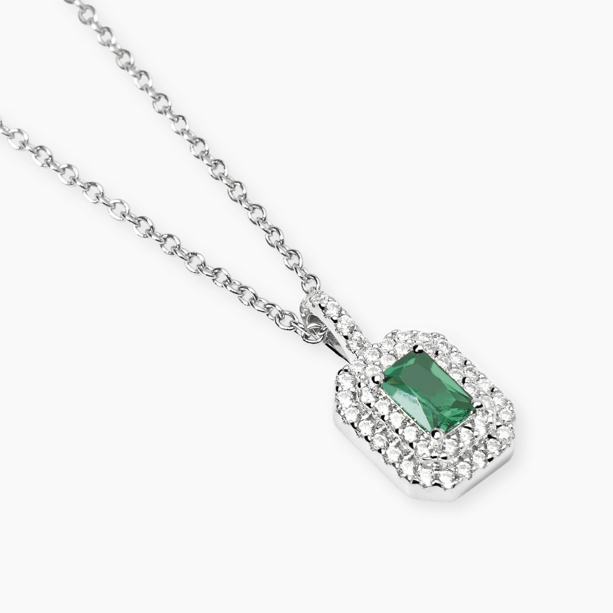 Collana Donna Mabina Vittoria con Smeraldo Sintetica e Zirconi 