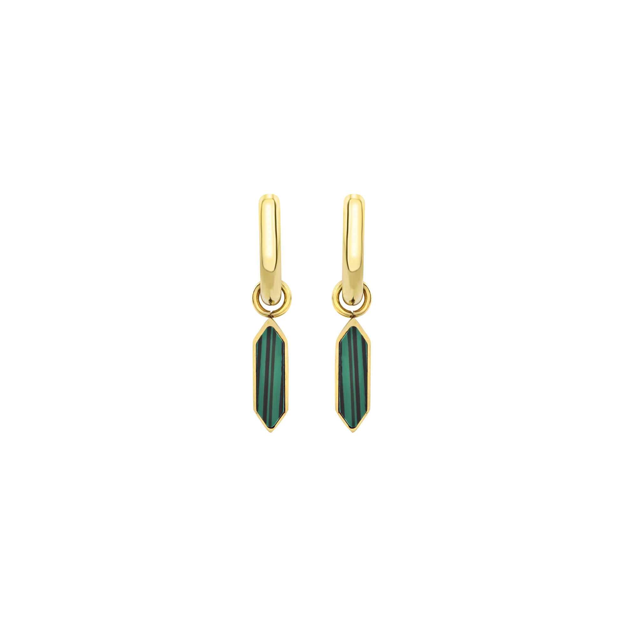 Orecchini Donna Breil Stylize in Acciao Dorato e Malachite 
