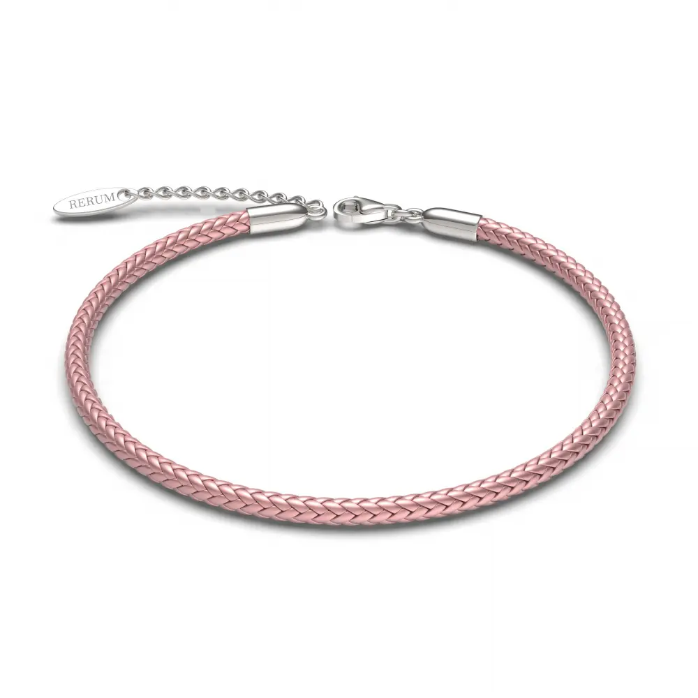 Bracciale Rerum Cordino Nylon Rosa in Argento 925