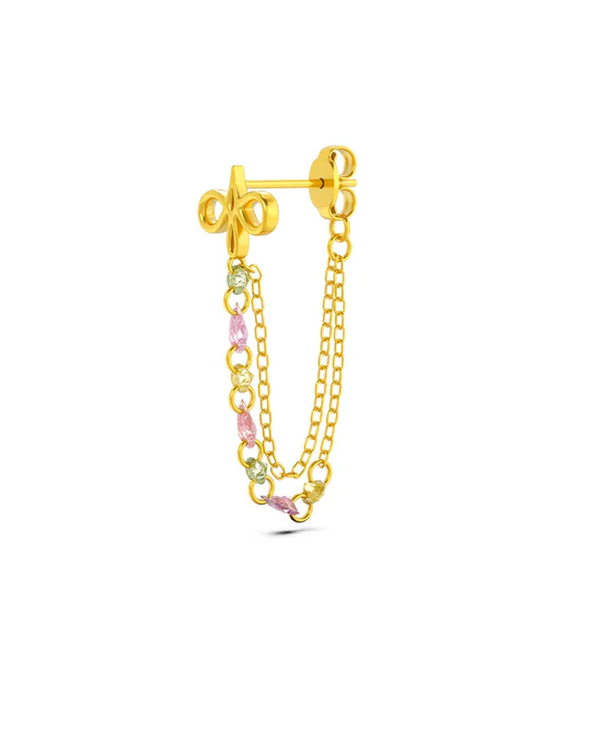 Orecchino Donna Amabile Bond Warm Gaze Dorato con Doppia Catenella Pendente 