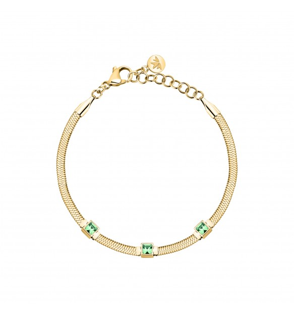 Bracciale Donna Morellato Gioia in Acciaio pvd Oro e Tris di Zirconi Verdi 
